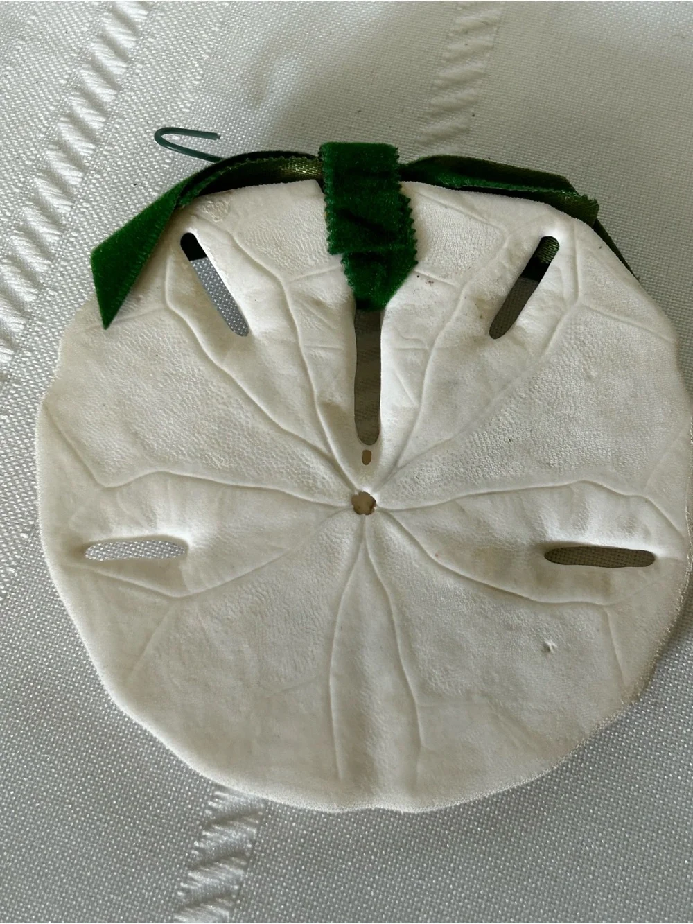 Vintage Hand-Painted White Unicorn Sand Dollar Ornament Christmas Red Green
